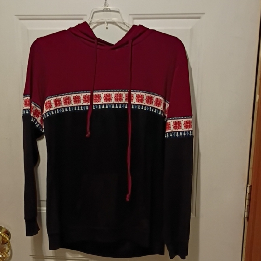 Stylish Men's Burgundy and Black Hoodie